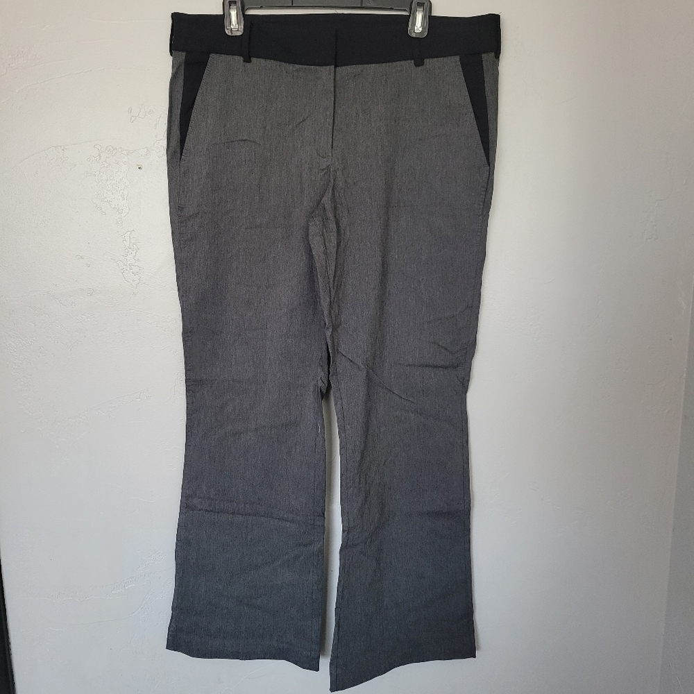 Lane Bryant 18 Regular Dress Pants Dark Grey Black Trim Women's Plus Size Curvy